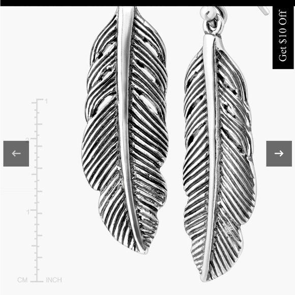 Silpada Etched Feather Drop Earrings New southwestern style sterling silver - Picture 5 of 8